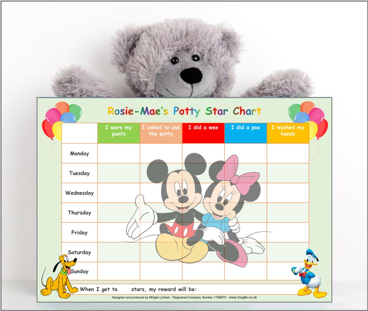 Mickey Mouse Potty Training Chart Printable