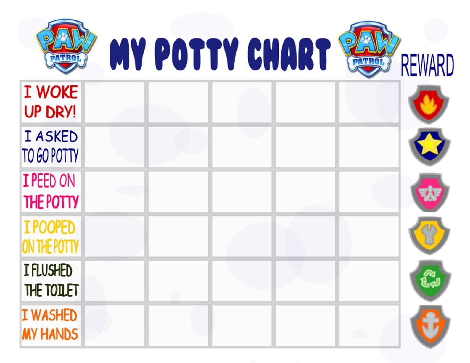 Potty Training Pants PAW Patrol Potty Training Chart Training Underwear