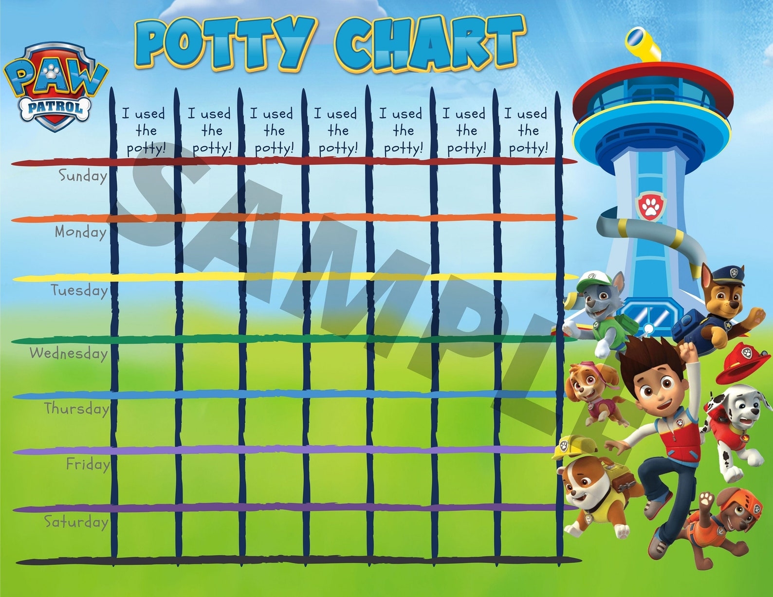 Potty Training Stickers Paw Patrol Potty Training Reward Chart Potty Time With The Pups Potty Chart For Toddlers Boys