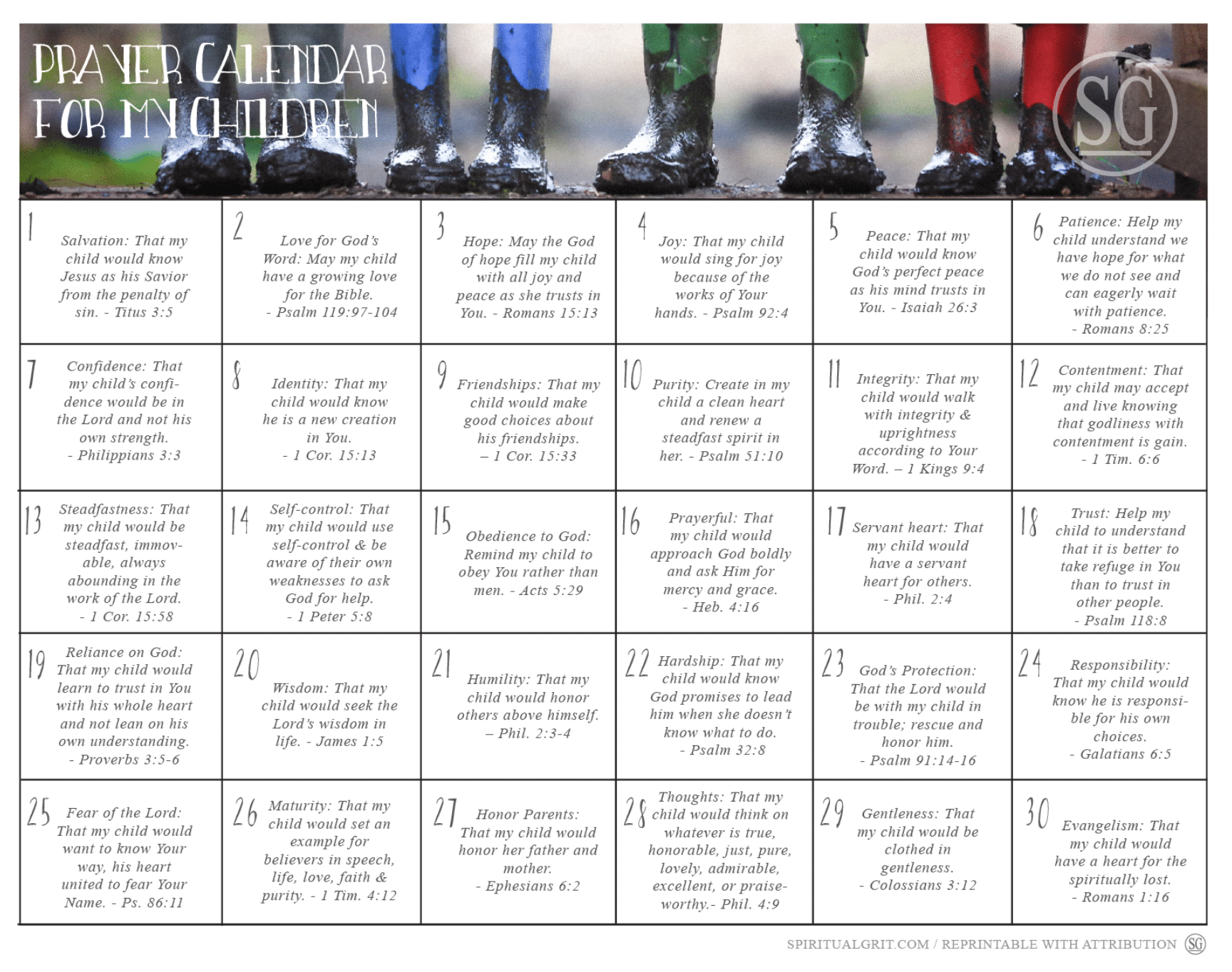 Praying For Your Children Prayer Calendar Praying For Your Children Prayer Calendar