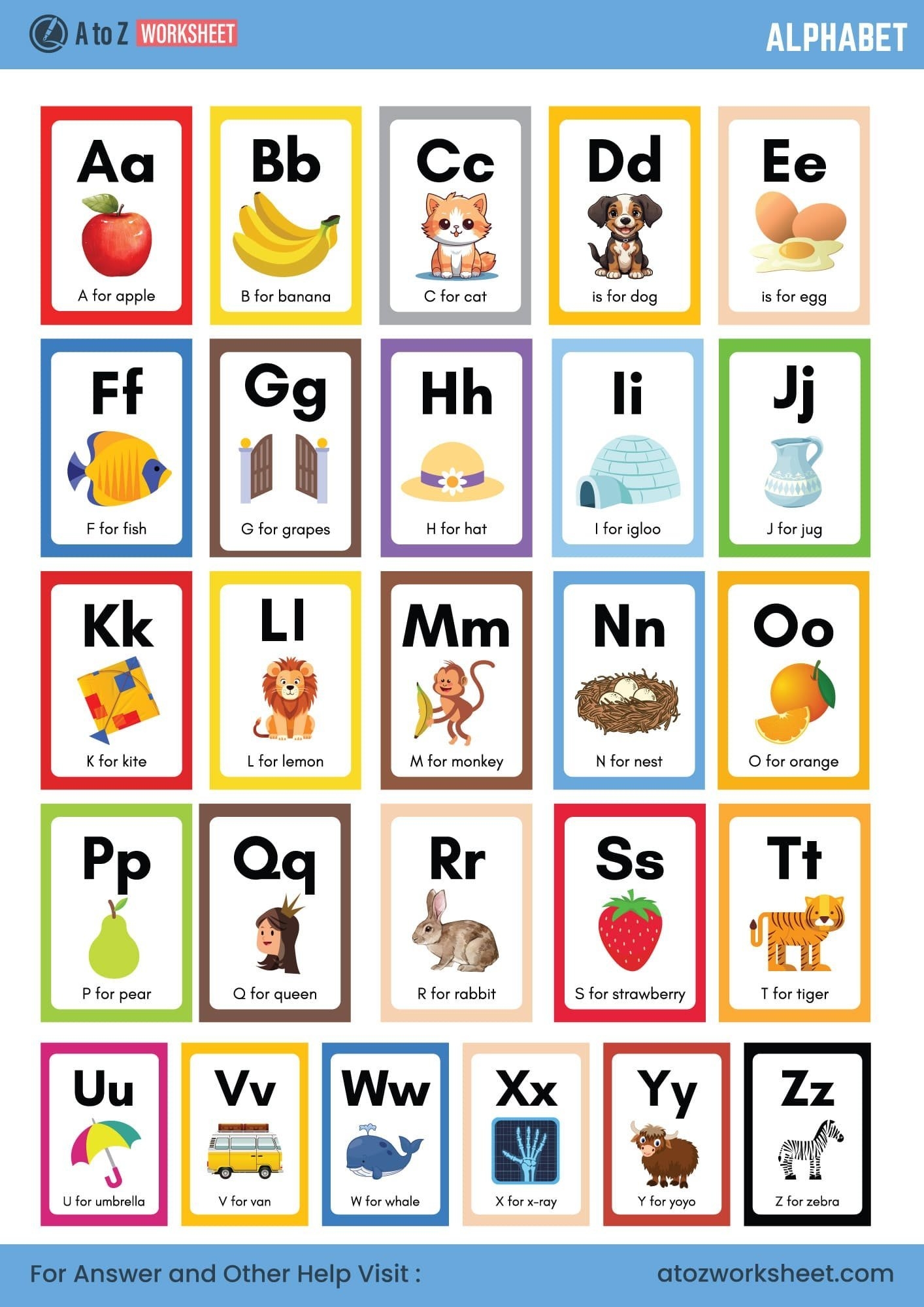 Preschool Alphabet Chart Printable