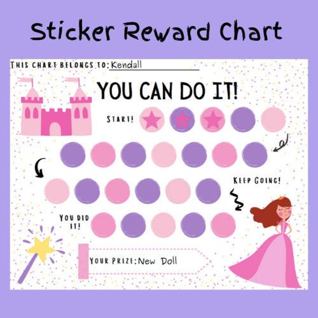 Princess Sticker Reward Chart Sticker Reward Chart Reward Chart Girls Reward Chart Toddler Reward Chart Potty Chart Behavior Chart Etsy