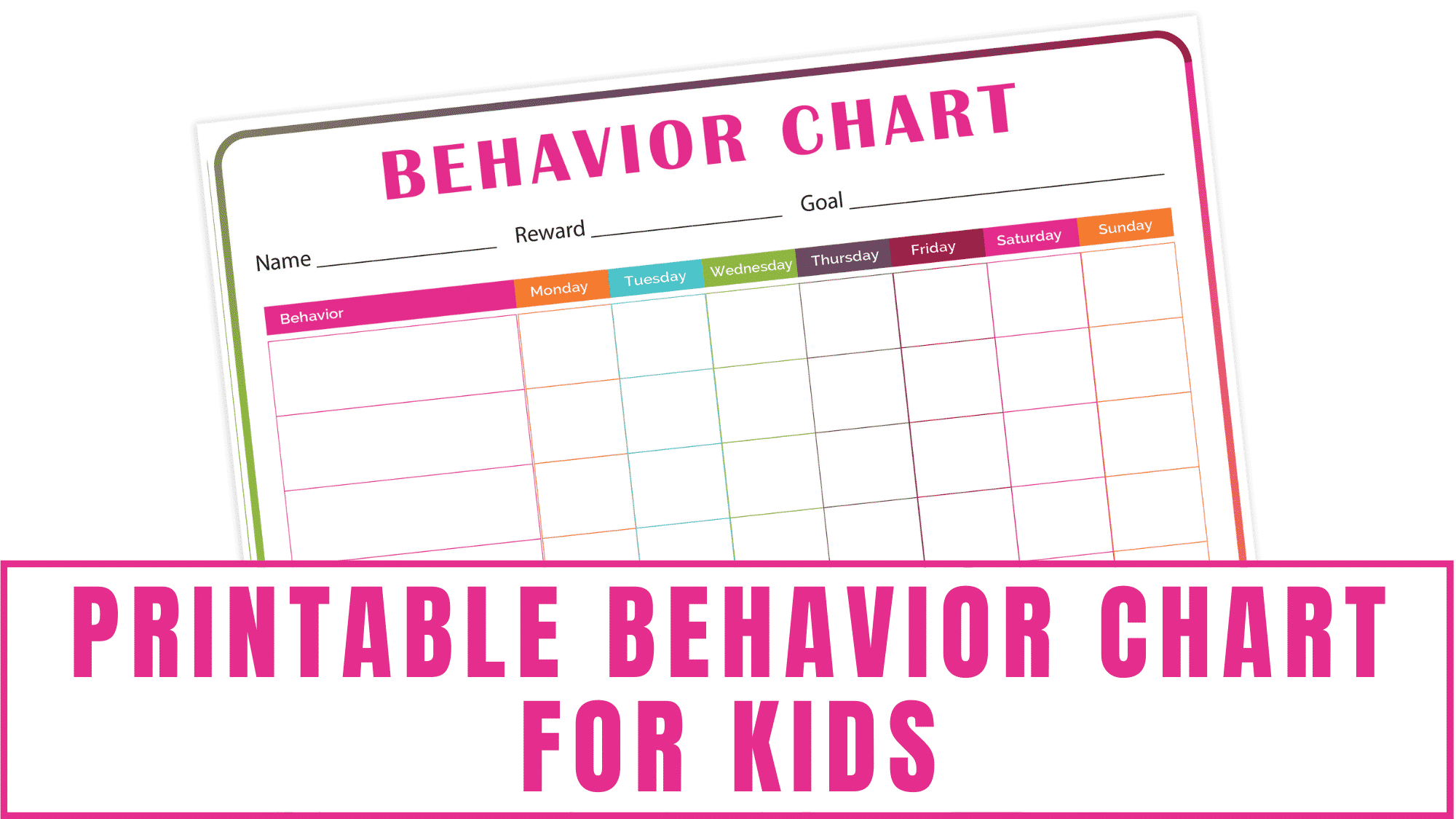 Printable Behavior Chart For Kids Printable Behavior Chart For Kids