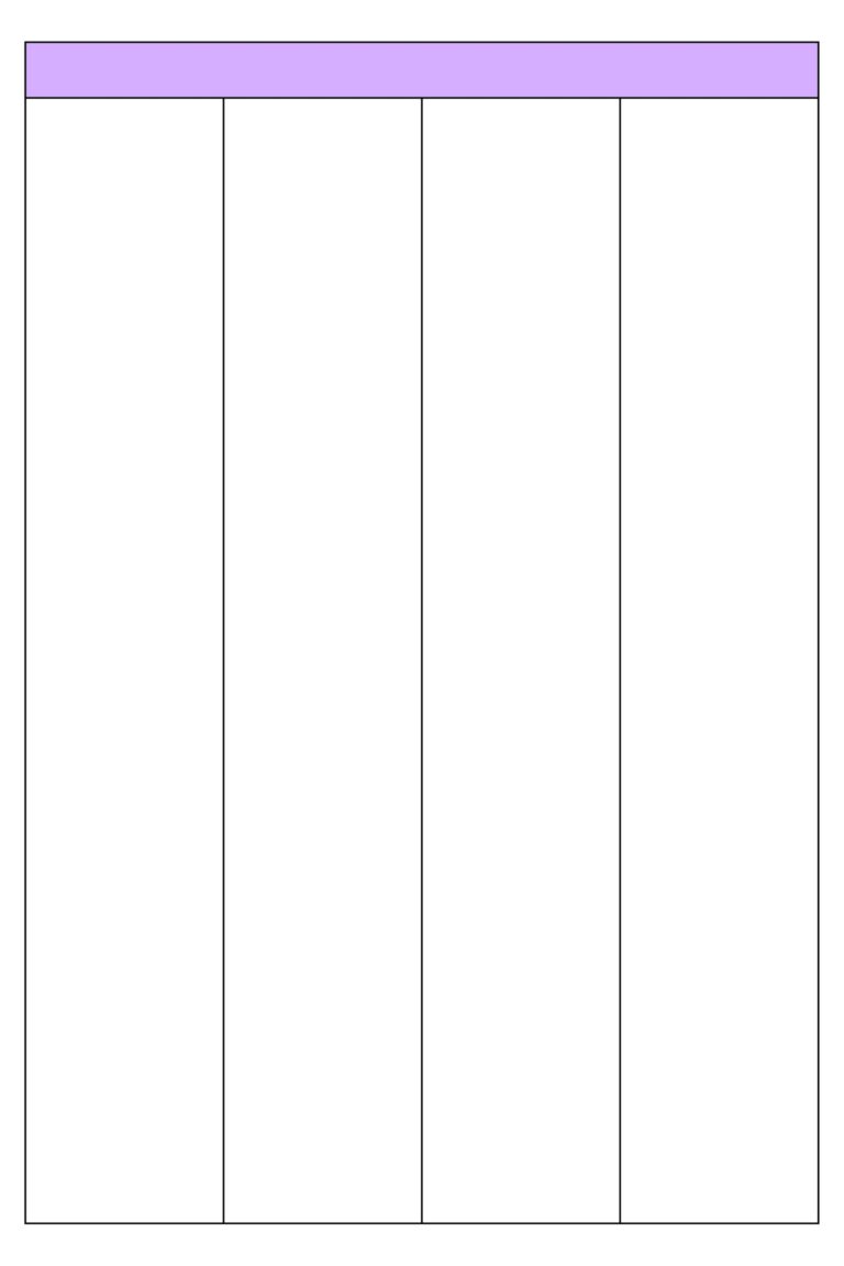 Printable Blank 4 Column Chart Templates PDF Included 