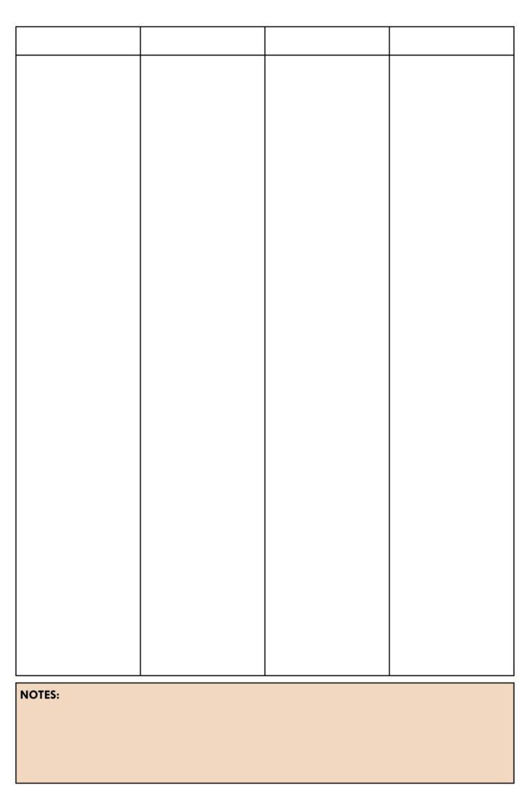 Printable Blank 4 Column Chart Templates PDF Included Printables Hub