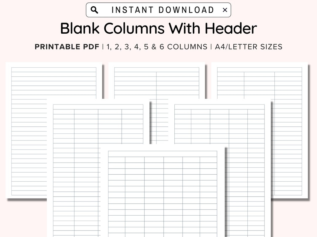 Free Printable 6 Column Chart Free Printable 6 Column Chart