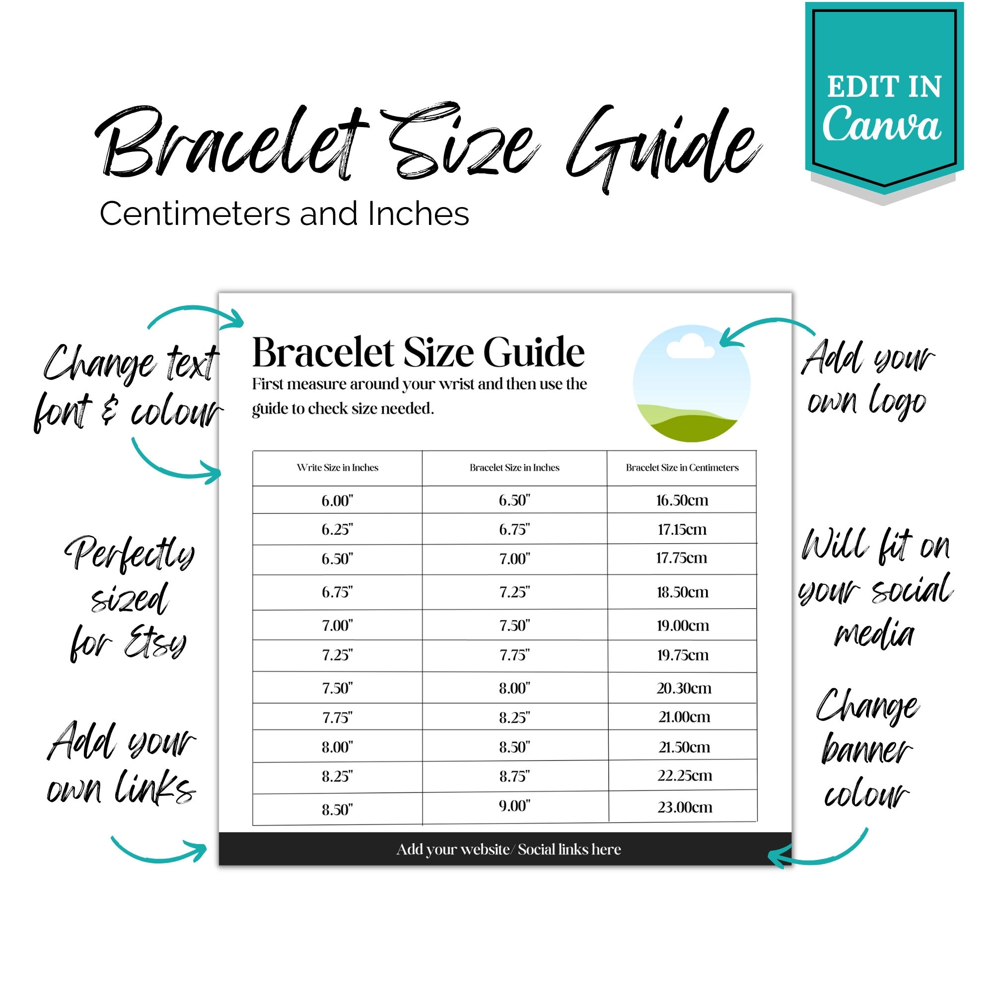 Bracelet Size Chart Printable Bracelet Size Chart Printable