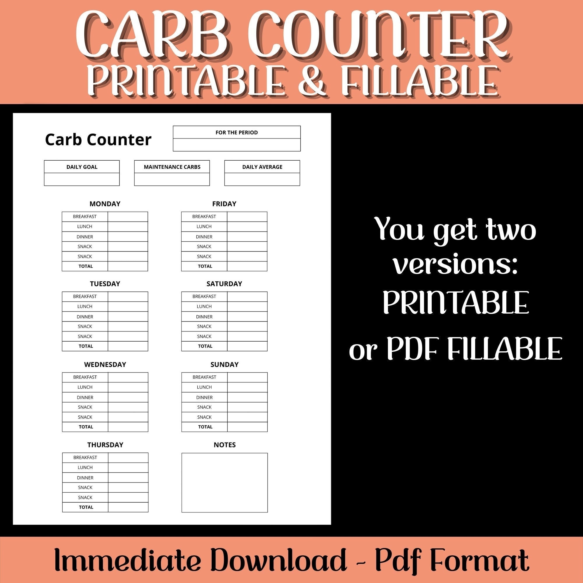 Free Printable Carb Counting Chart Pdf