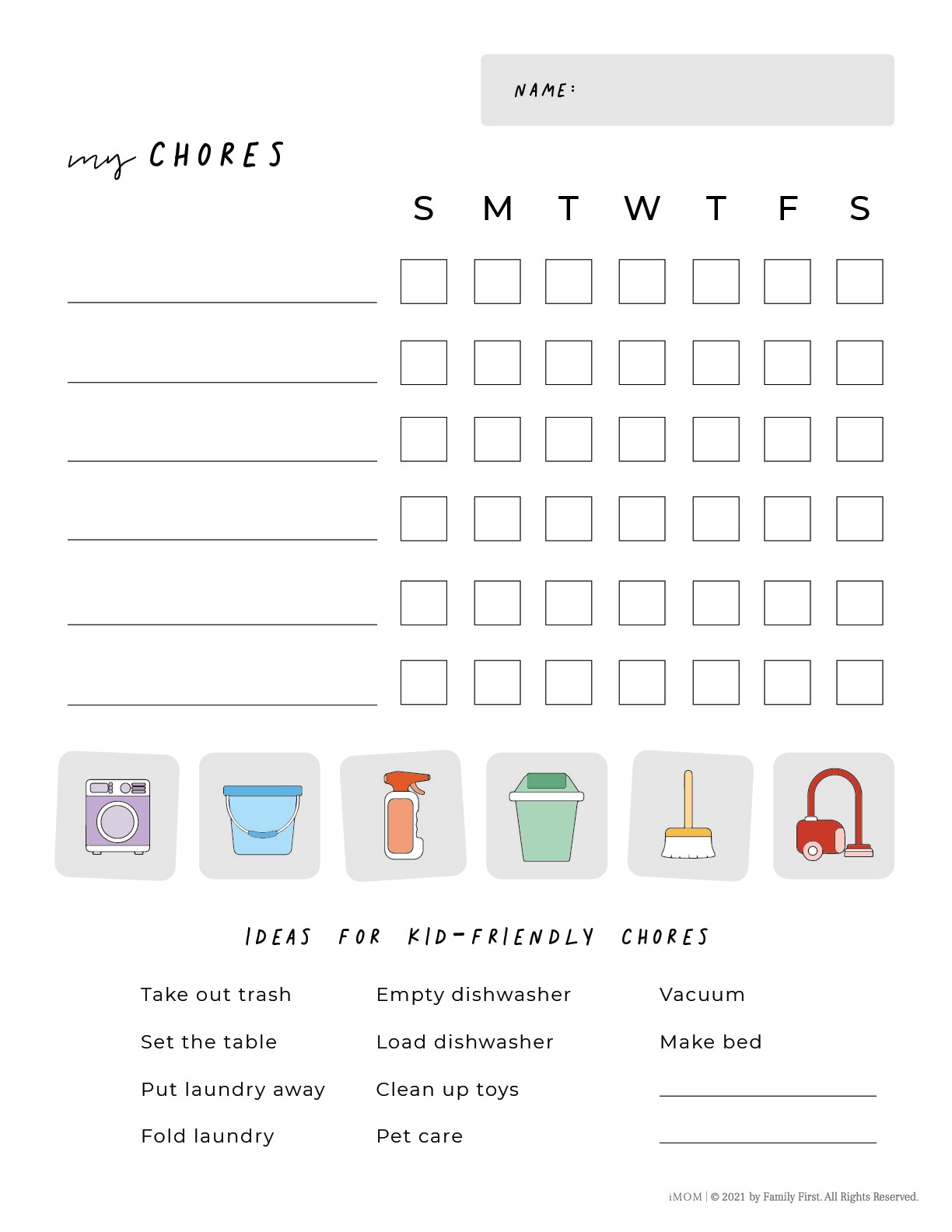 Blank Chore Chart Printable