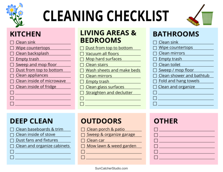 Printable Cleaning Schedule Spring Daily Weekly Checklists Free Printables Lettering SVG Files Tools Apps