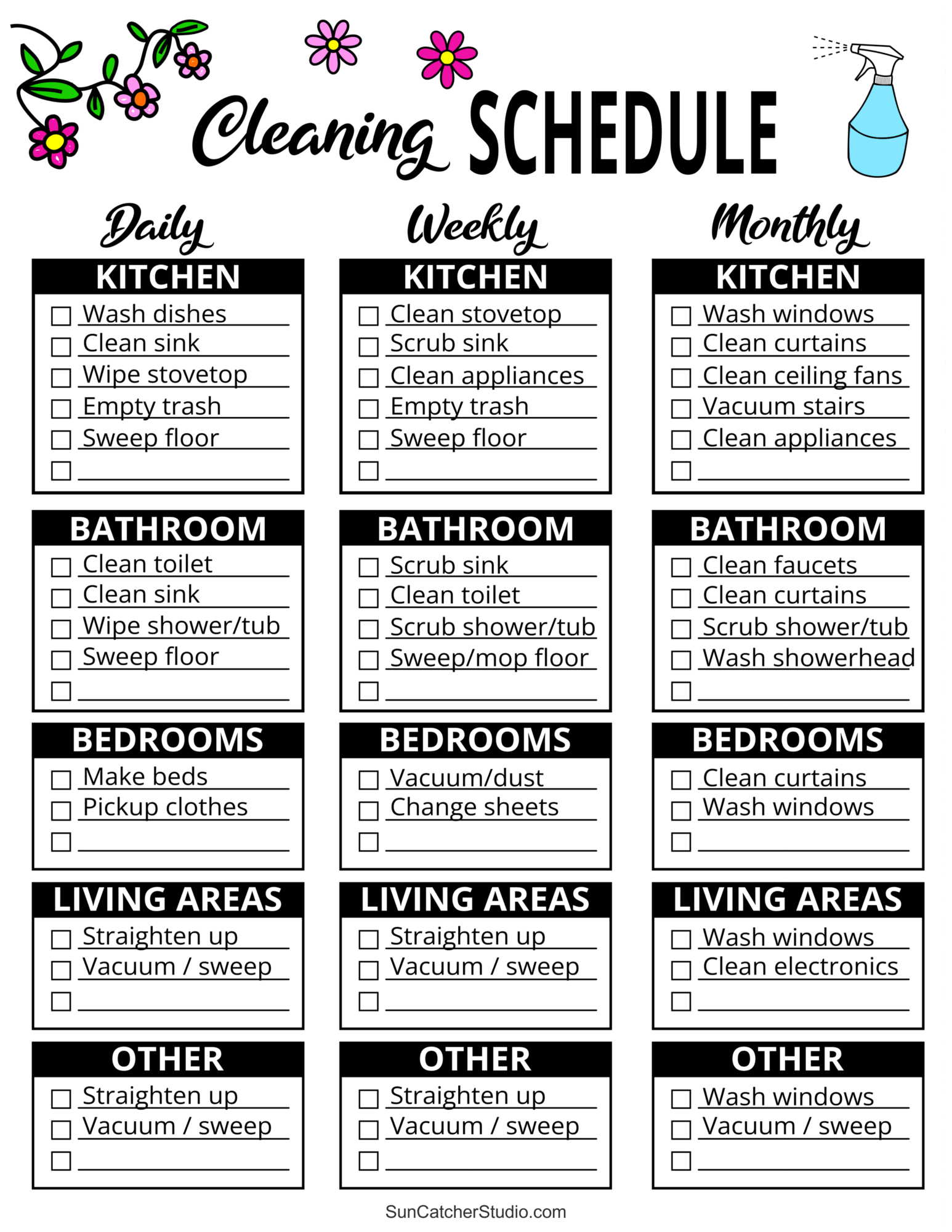 Printable Cleaning Schedule Spring Daily Weekly Checklists Free Printables Lettering SVG Files Tools Apps Printable Cleaning Schedule Spring Daily Weekly Checklists Free Printables Lettering SVG Files Tools Apps