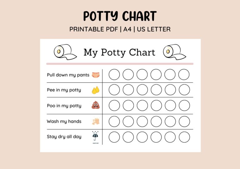 Printable Cute Potty Training Chart Sticker Chart Printable Reward Chart Toilet Training Kids Reward Chart Digital Template Etsy