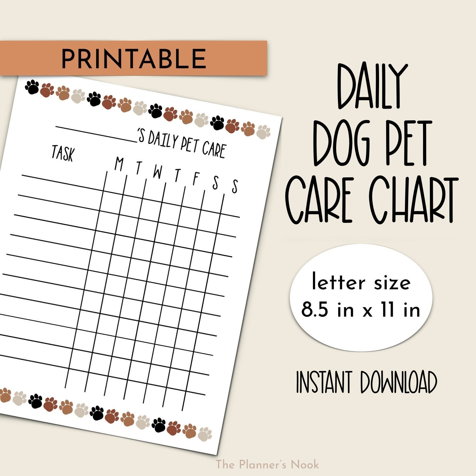 Printable Dog Daily Schedule Chart