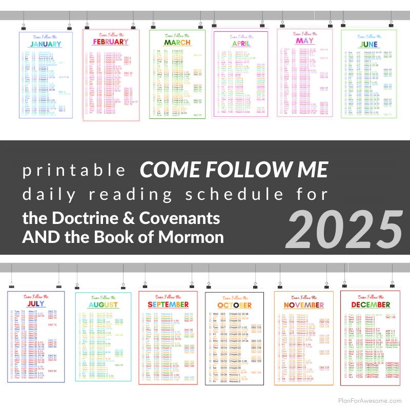Printable Daily Reading Schedule For 2025 Come Follow Me For The Book Of Mormon AND Doctrine Covenants Plan For Awesome