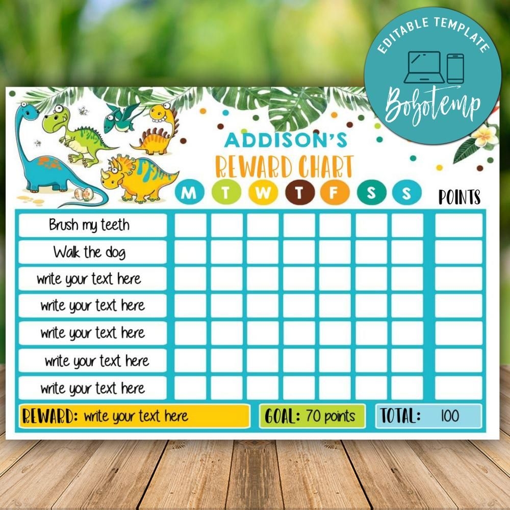 Printable Dinosaur Reward Chart Instant Download Bobotemp