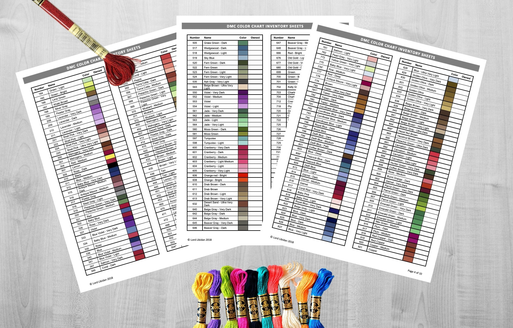 Printable DMC Thread Color Chart Tracker Inventory Sheet Etsy Israel
