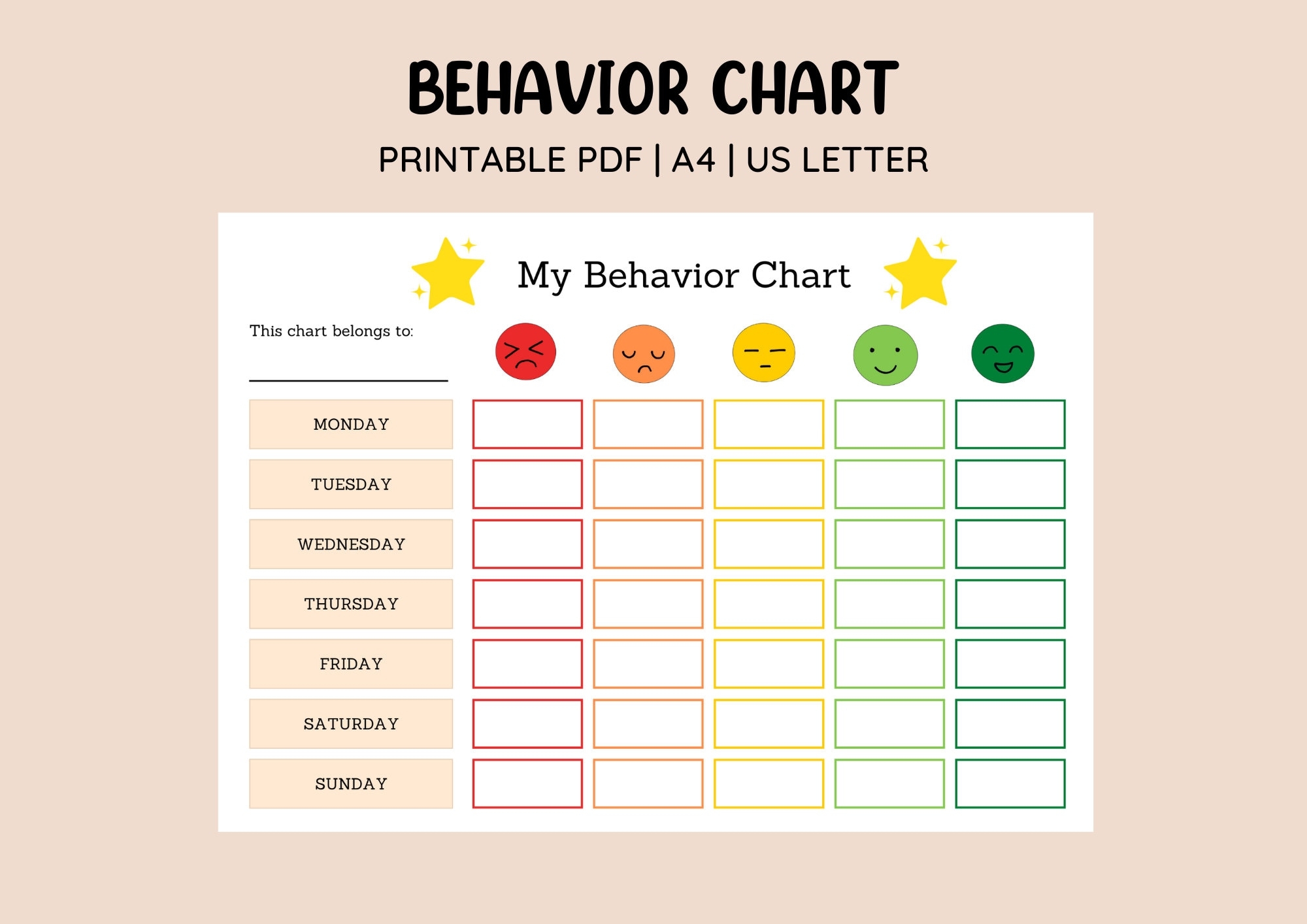 Behavior Charts For Preschoolers Printable
