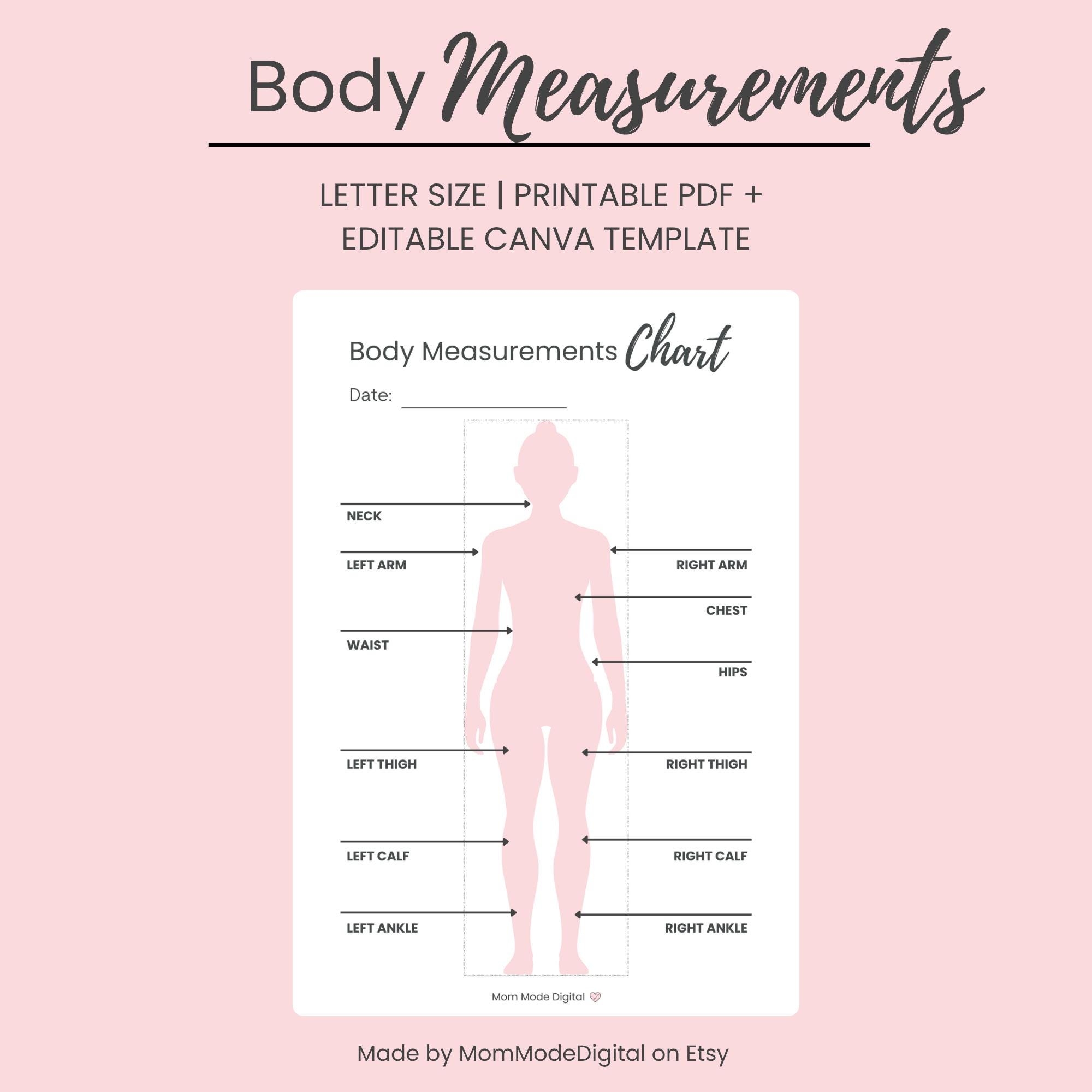 Body Measurement Chart Female Printable