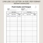 Printable Fluid Intake And Output Log Intake And Output Record Fluid Balance Chart Measurement Chart Health Tracker Instant Download Etsy
