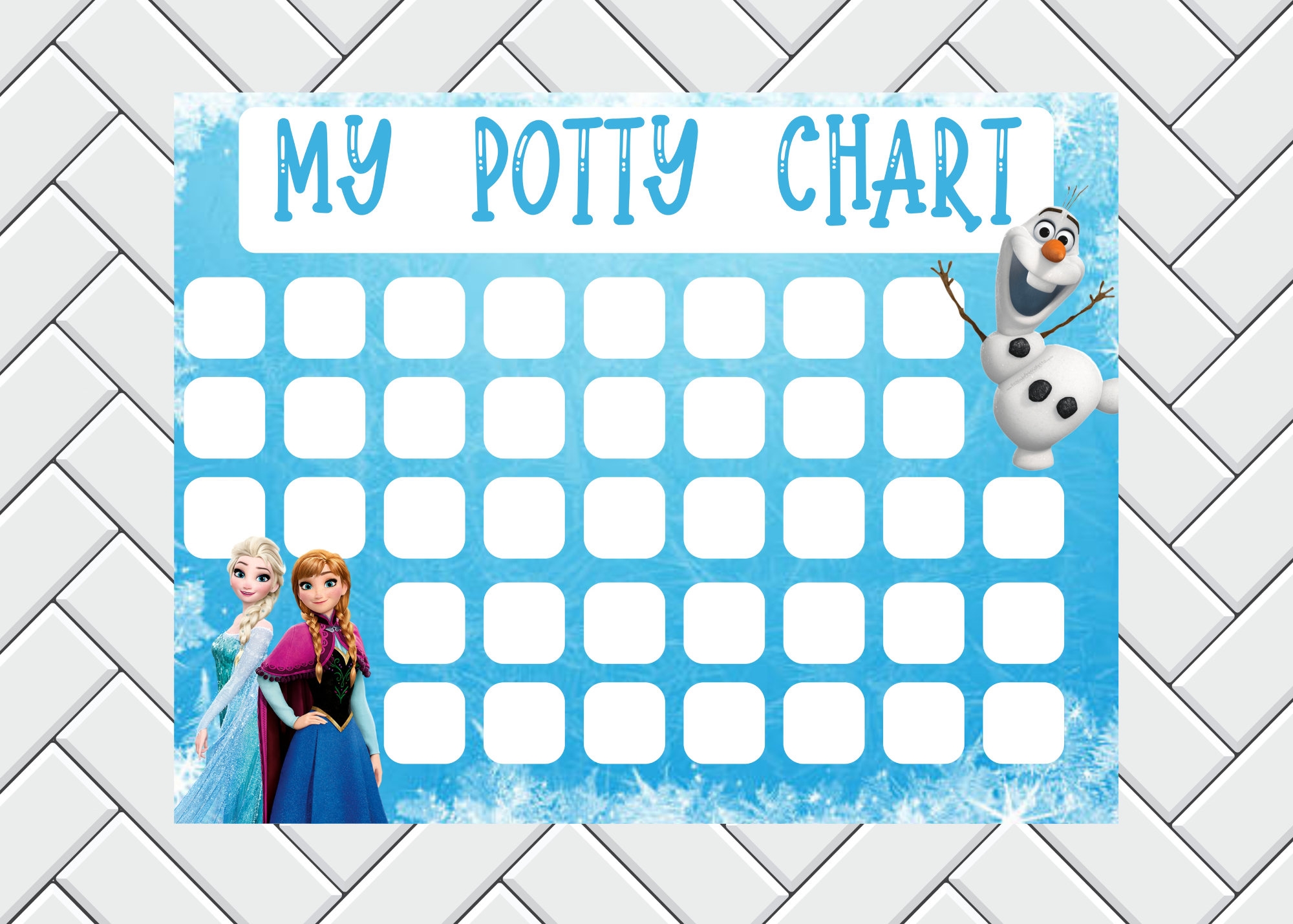 Printable Frozen Potty Training Chart Toddler Reward Chart Kids Potty Chart Sticker Reward System Etsy
