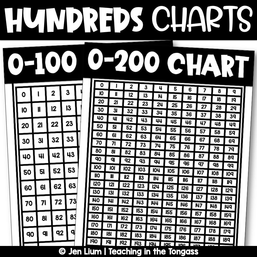 Number Chart 100 200 Printable