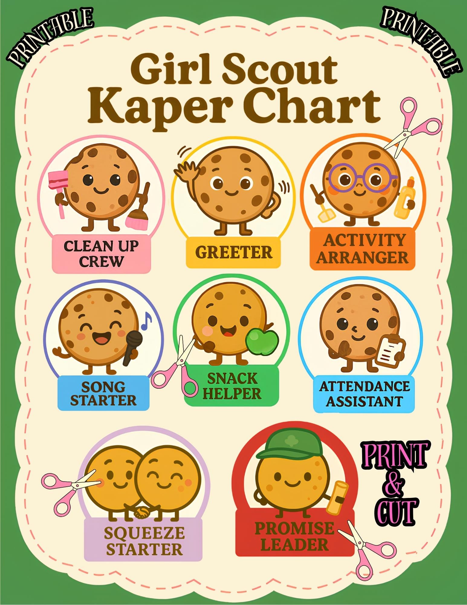Free Printable Kaper Chart
