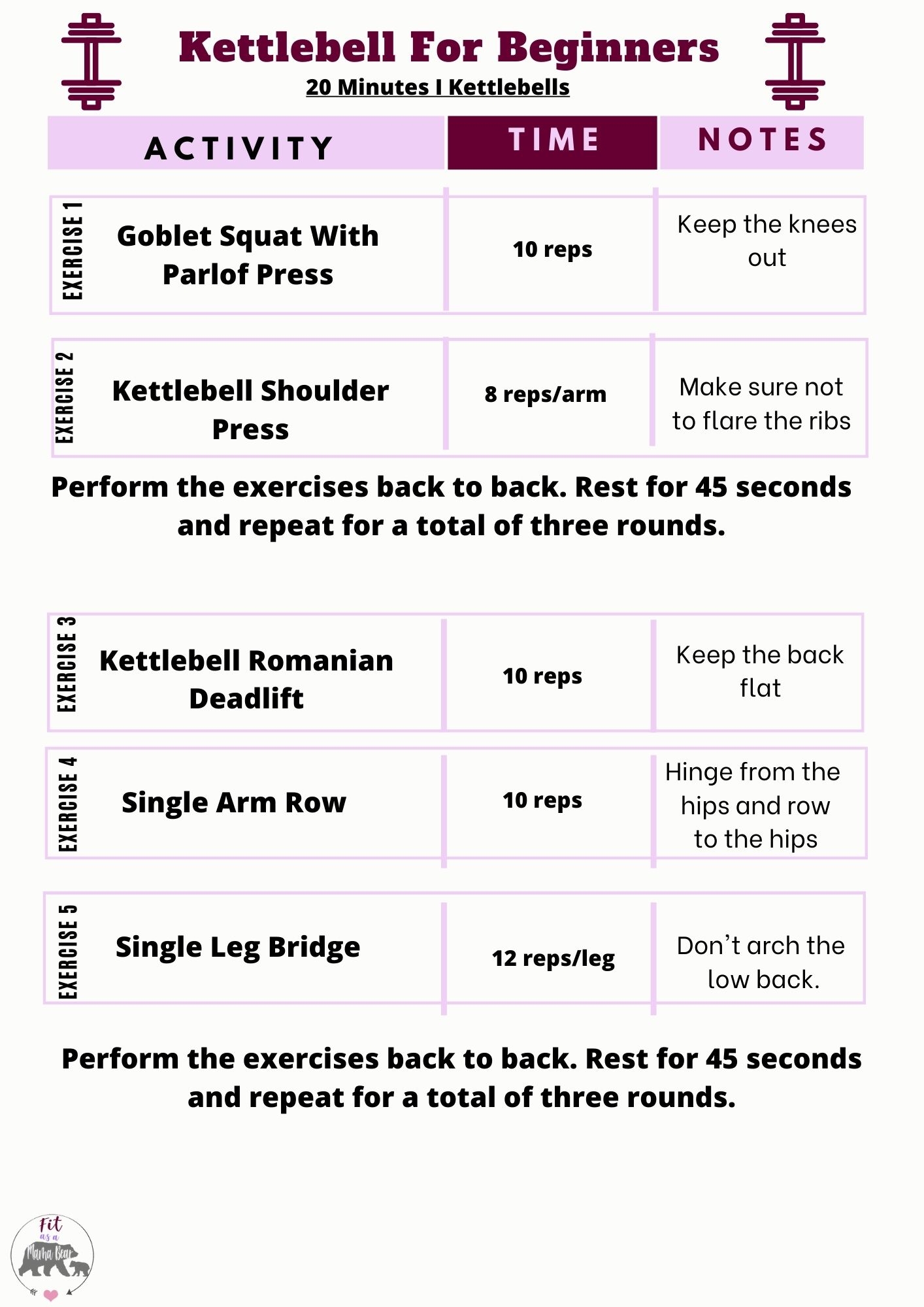 Printable Kettlebell Legs Free Printable Kettlebell Workouts Chair Workout Chart Ultimate
