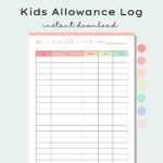 Printable Kids Allowance Chart Allowance Tracker Kids Savings Tracker Weekly Allowance Chore Chart Money Reward Chart Money Management Etsy