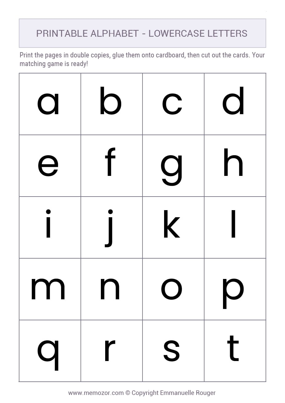 Printable Lowercase Alphabet Letters 26 Letters a z Memozor