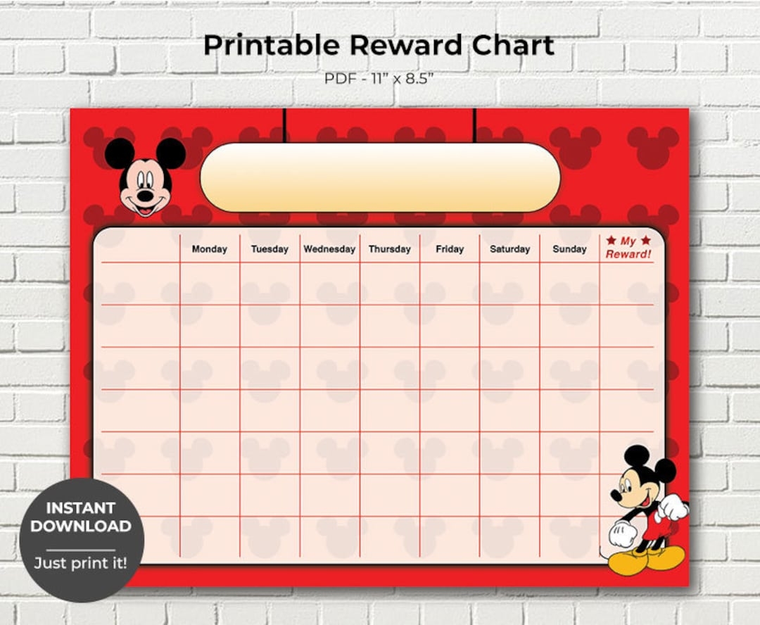 Printable Mickey Mouse Reward Chart Potty Training Chart Children s Sticker Chart Toddler Reward Chart INSTANT DOWNLOAD Etsy