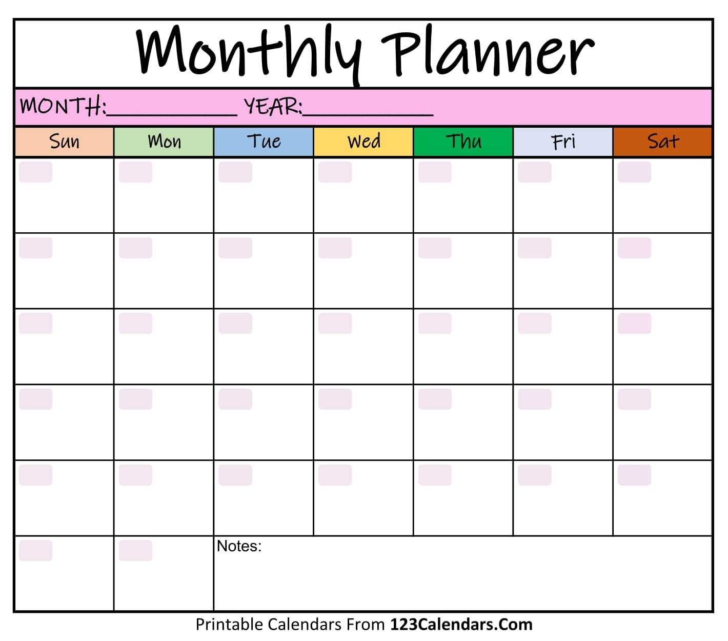 Monthly Chart Printable