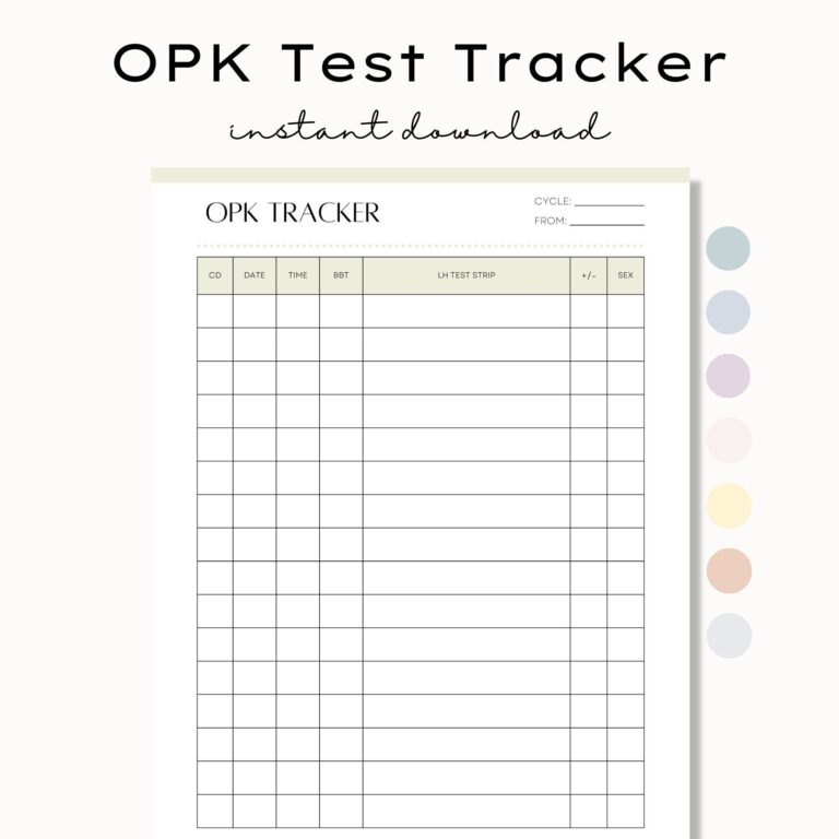 Printable OPK Ovulation Test Tracker Fertility Tracker TTC Planner Ovulation Test Strips Ovulation Tracker Instant Download PDF Etsy