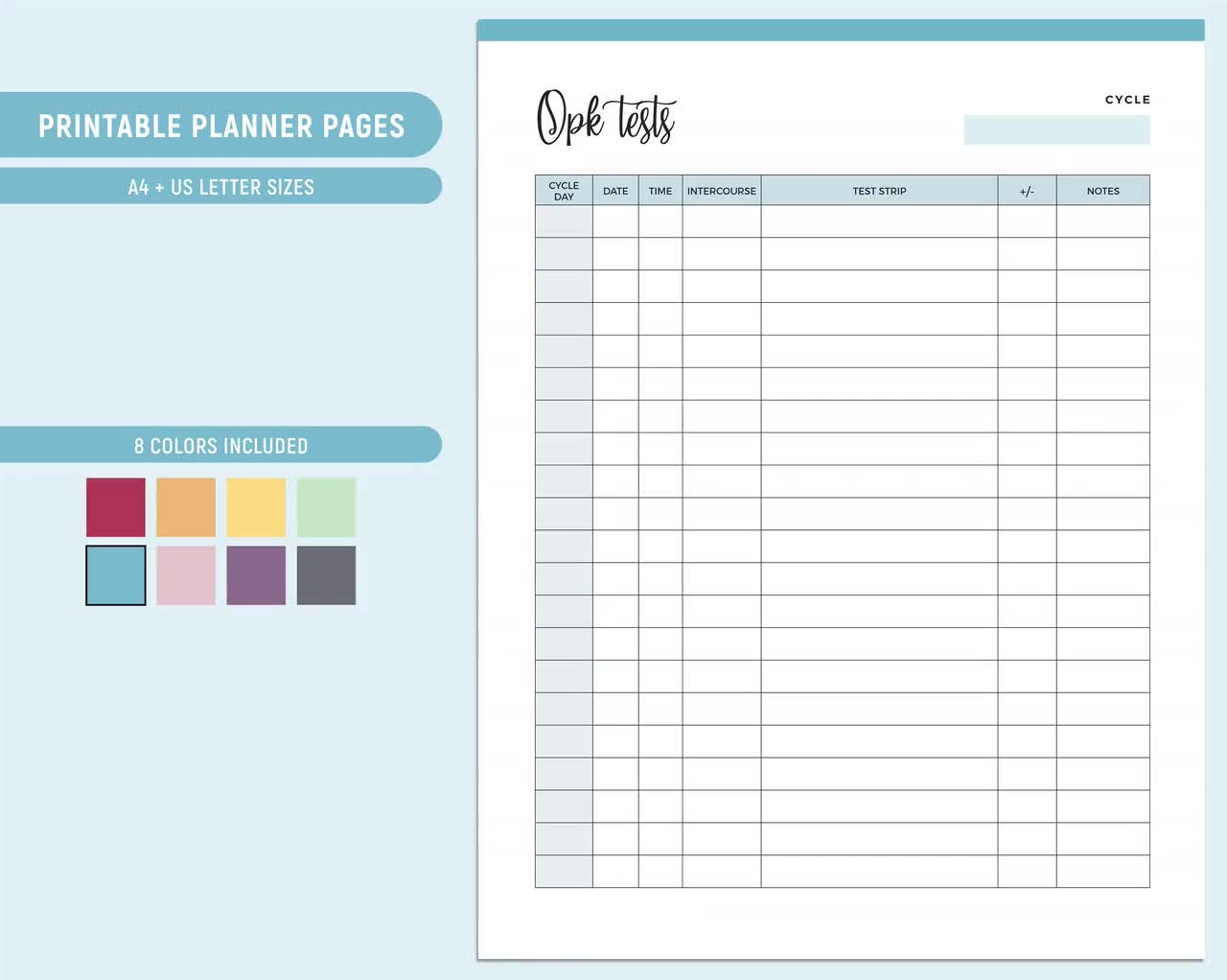 Printable OPK Test Sheet Ovulation Tracker Fertility Planner Ovulation Test Strips Ovulation Record Log Ovulation Planner TTC Planner Etsy
