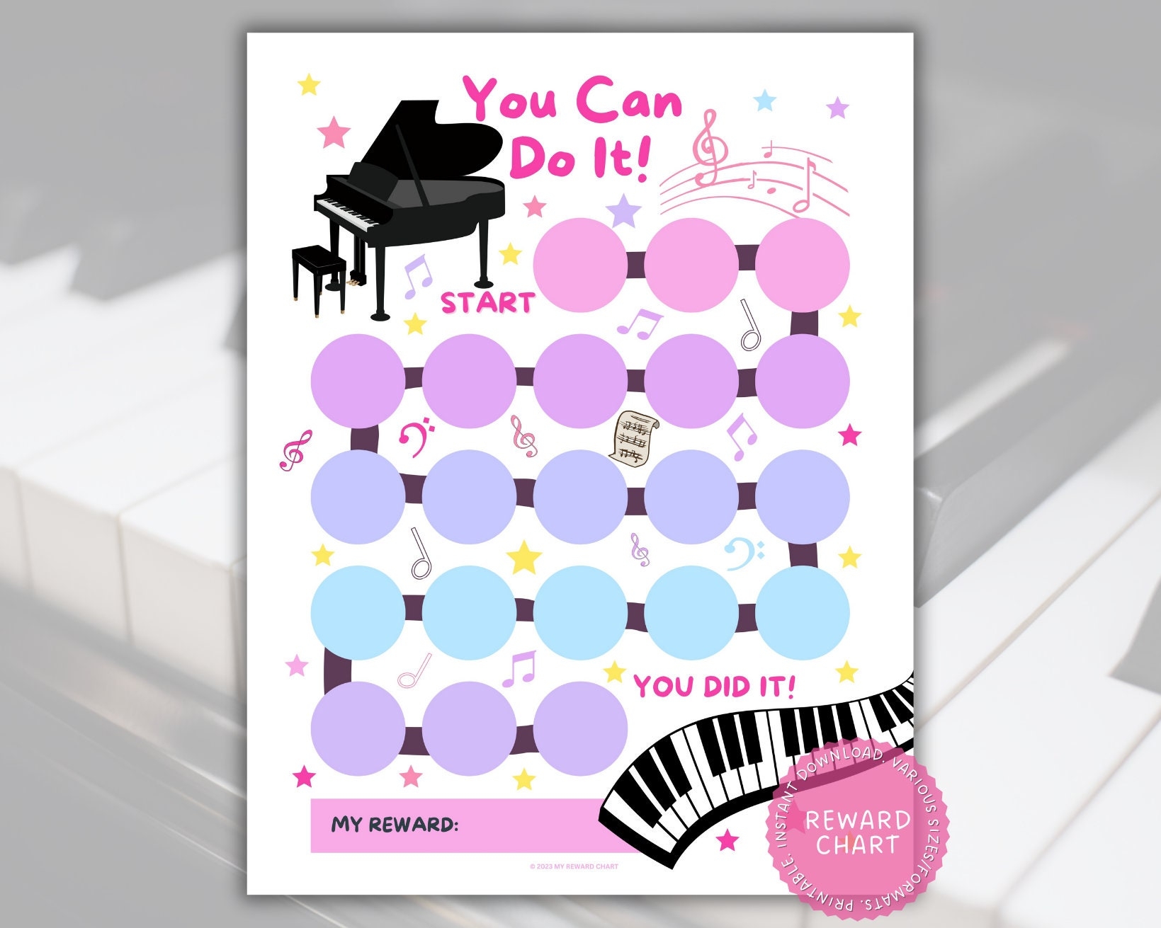 Printable Piano Practice Reward Chart For Kids digital Download Etsy Printable Piano Practice Reward Chart For Kids digital Download Etsy