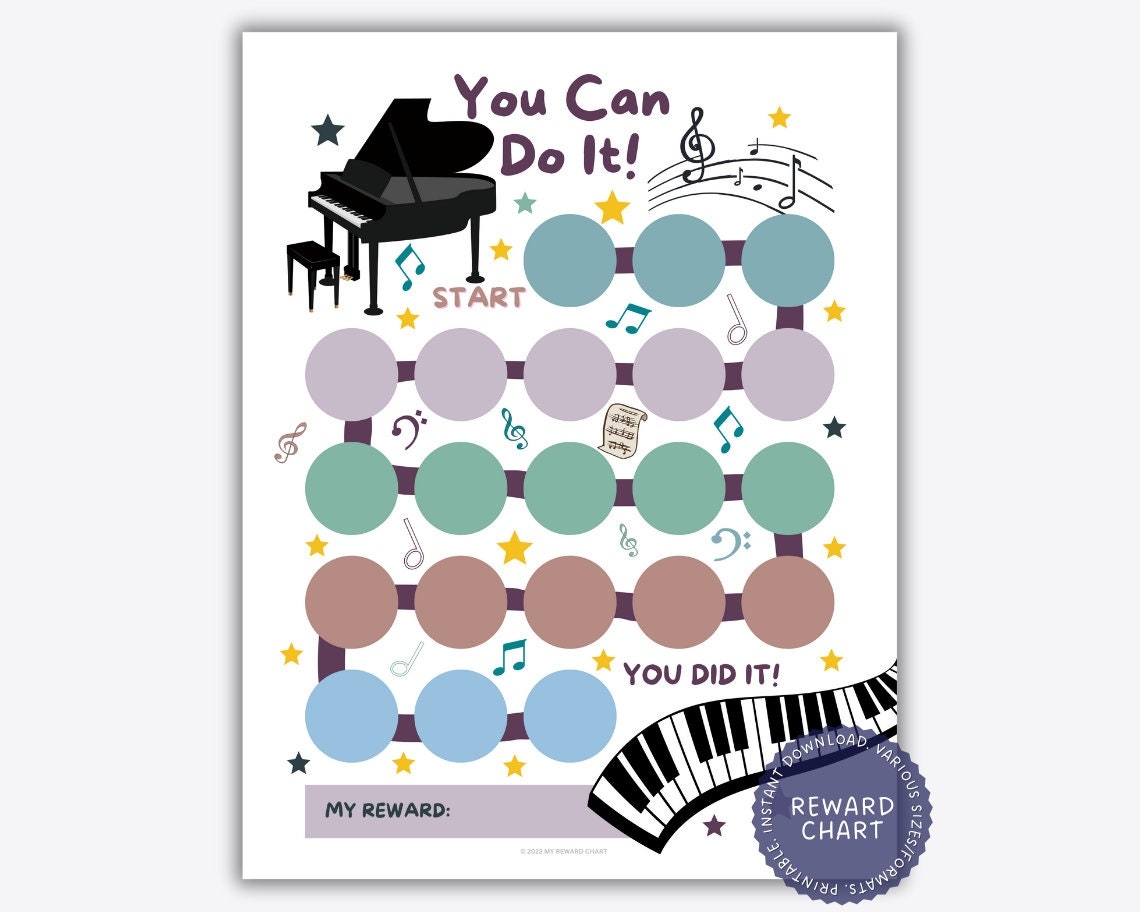 Printable Piano Reward Chart Music Reward Chart Piano Practice Chart Music Practice Piano Sticker Chart Preschool Piano Reward Chart Etsy