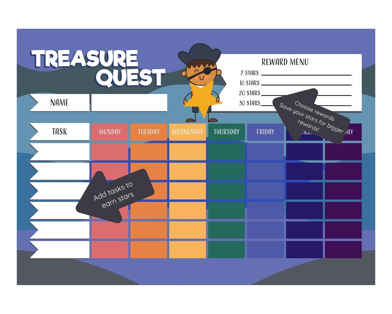 Printable Pirate Reward Chart Etsy