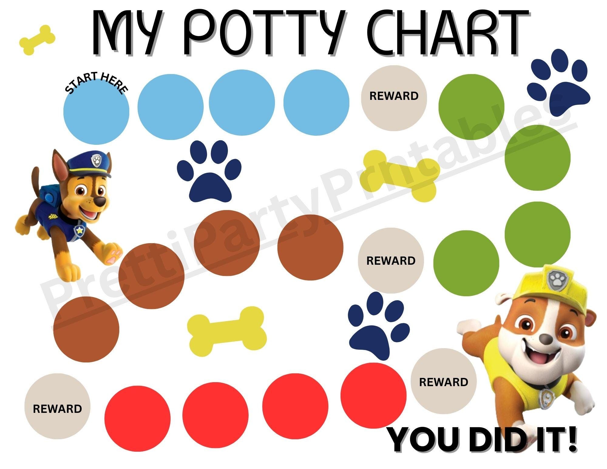 Printable Potty Chart Paw Patrol Etsy