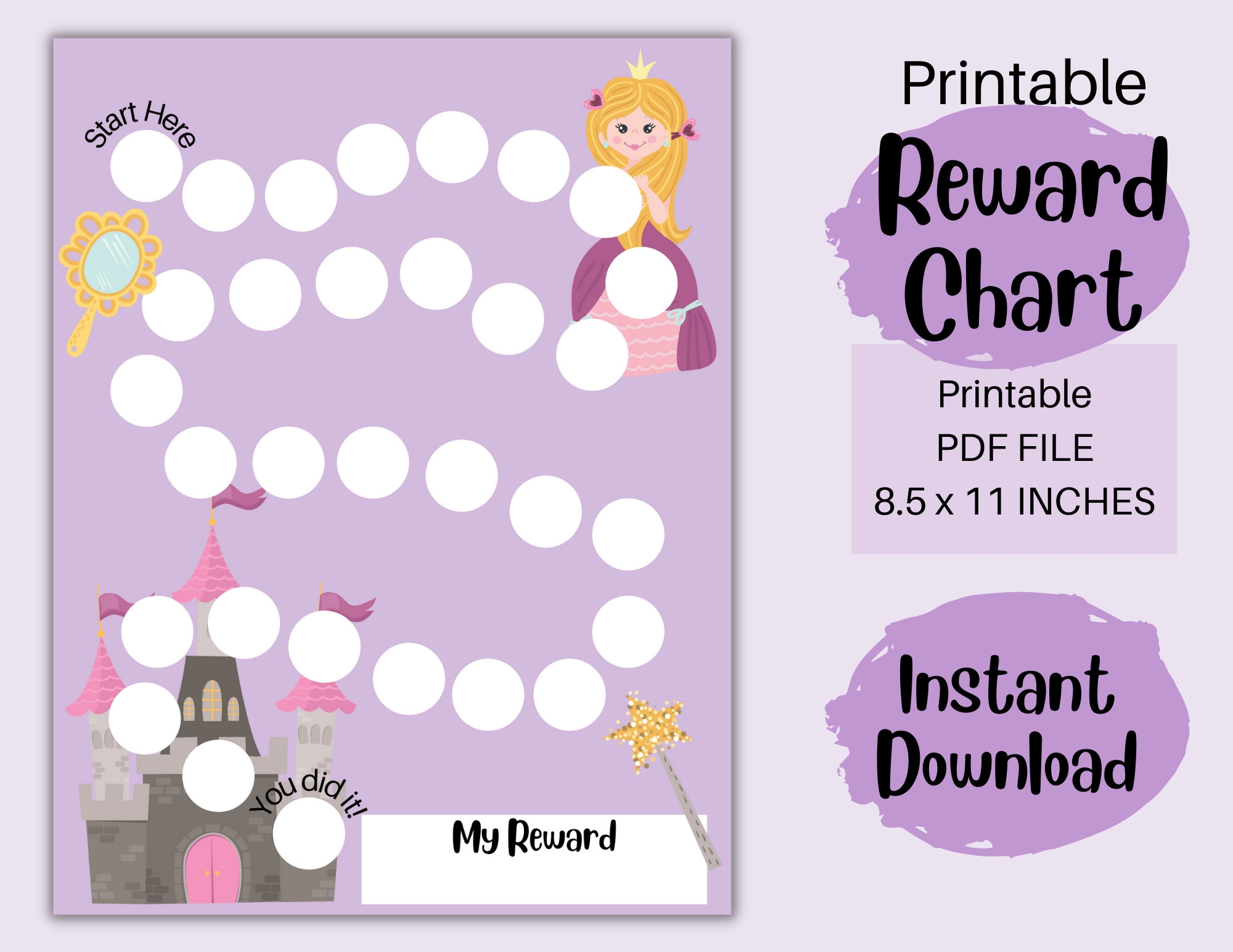 Printable Princess Reward Chart Princess Behavior Chart Routine Chart Girl Chore Chart Sticker Chart Bedtime Chart Etsy