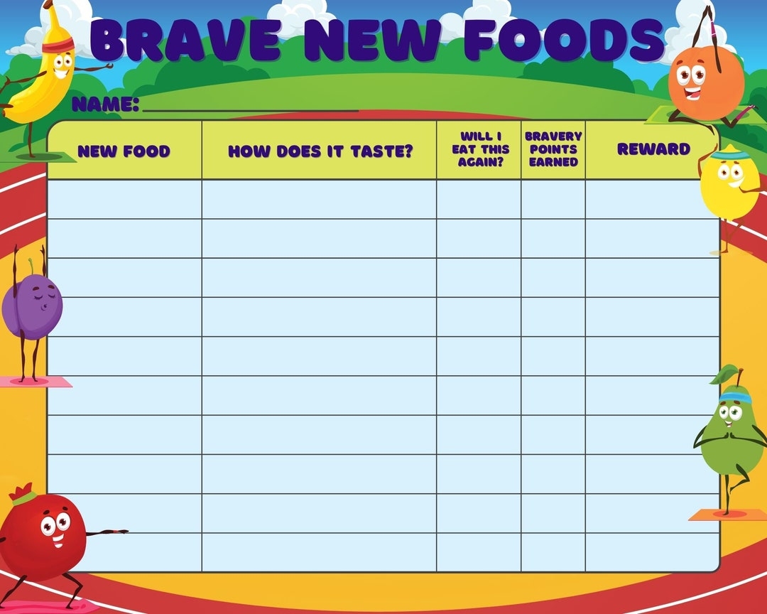 Printable REWARDS FOOD CHART Kids Reward Chart And New Food Tracker Encouraging Fussy And Picky Eaters To Try New Foods And Get Rewarded Etsy