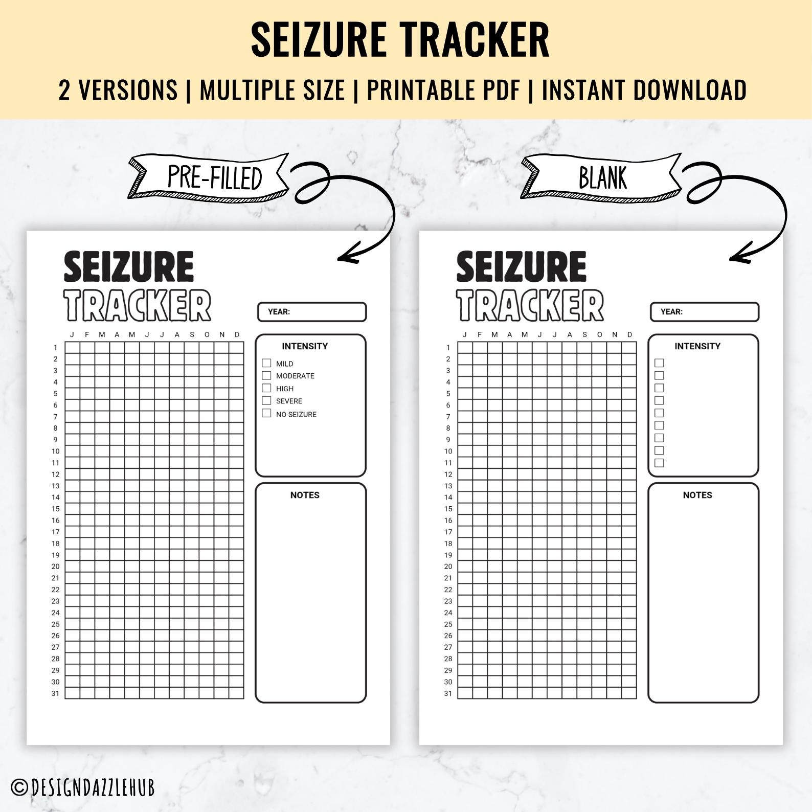 Printable Seizure Tracker A4 A5 Health Chart digital Download Etsy