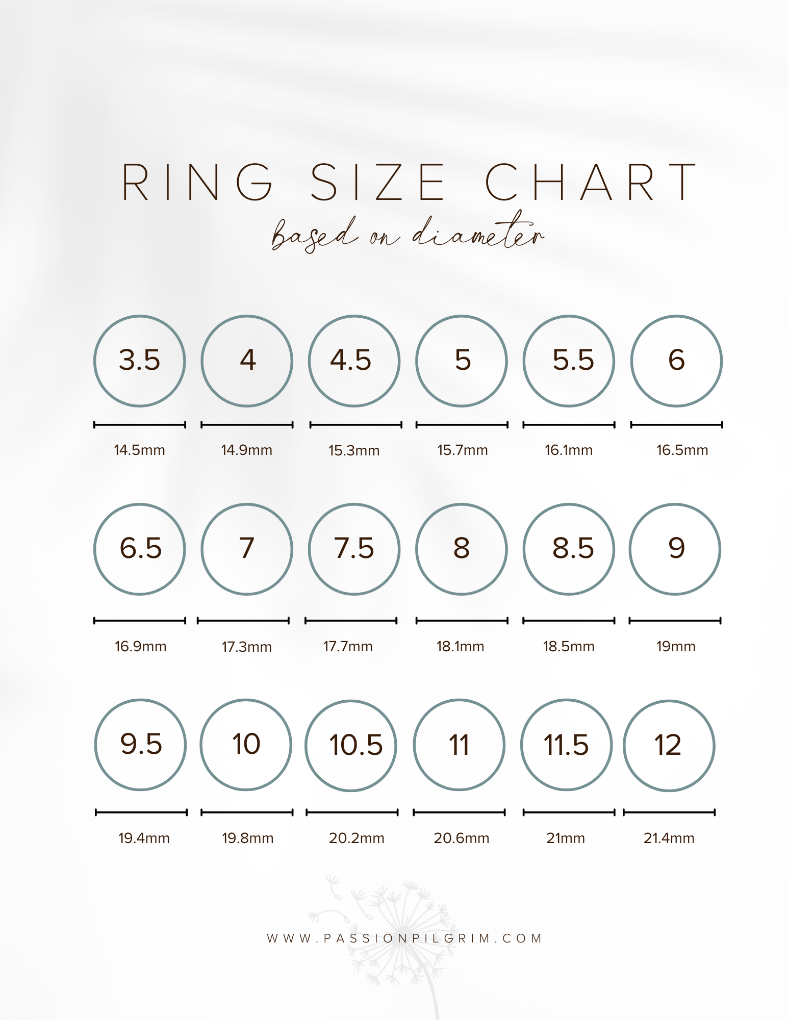 Pdf Downloadable Printable Ring Size Chart Pdf Downloadable Printable Ring Size Chart