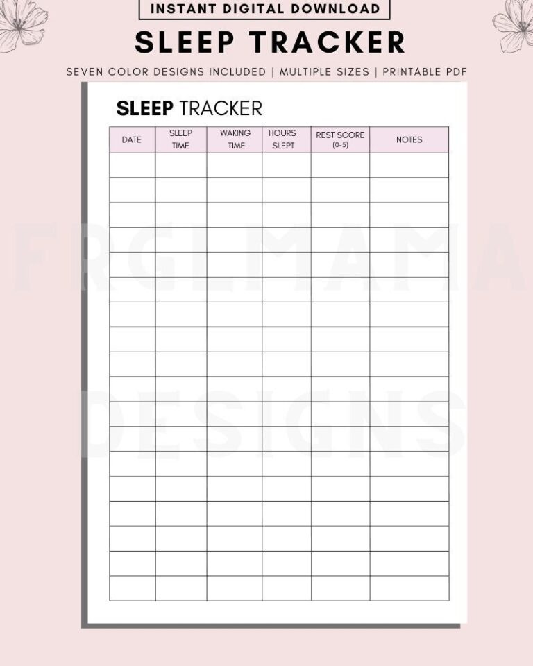 Printable Sleep Tracker Monthly Sleep Log A4 A5 US Letter PDF Etsy