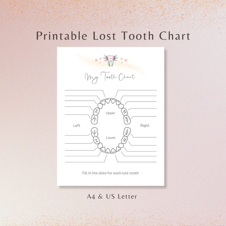 Printable Tooth Fairy Chart Baby Tooth Loss Record digital Download Etsy