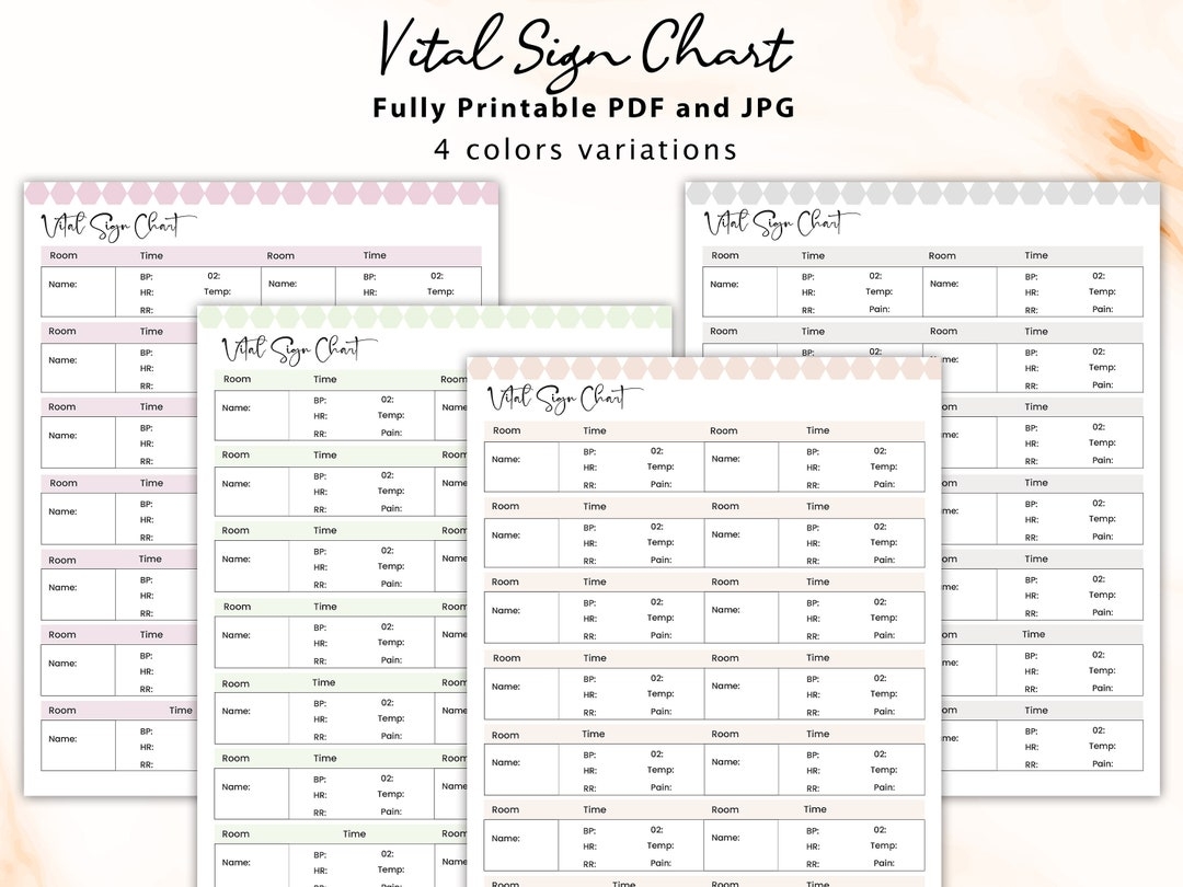 Printable Vital Sign Chart Vital Sign Log Vital Sign Tracker Vital Sign Sheet Nursing Vitals Sheet Etsy