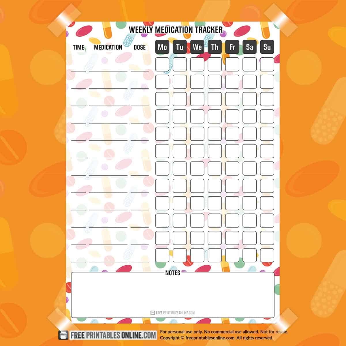 Free Weekly Medication Chart Printable