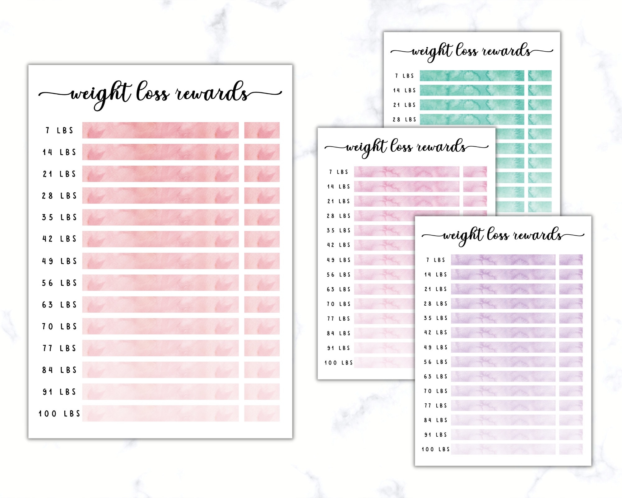 Free Printable Weight Loss Reward Chart