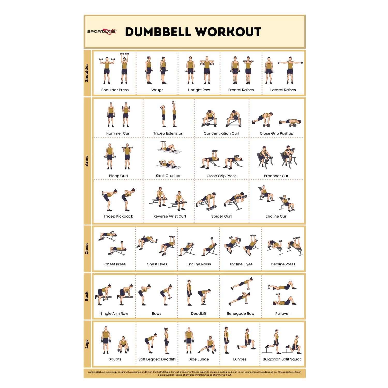 Dumbbell Exercise Chart Printable Dumbbell Exercise Chart Printable