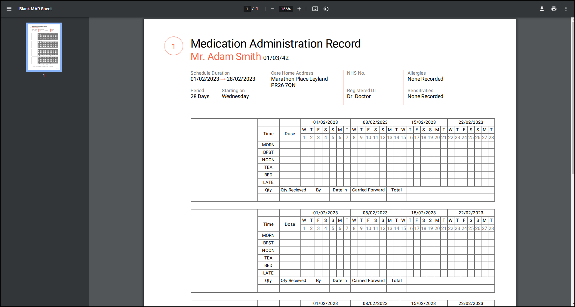Printing Medication Administration Record MAR Charts Cassette Sheets And Patient Lists