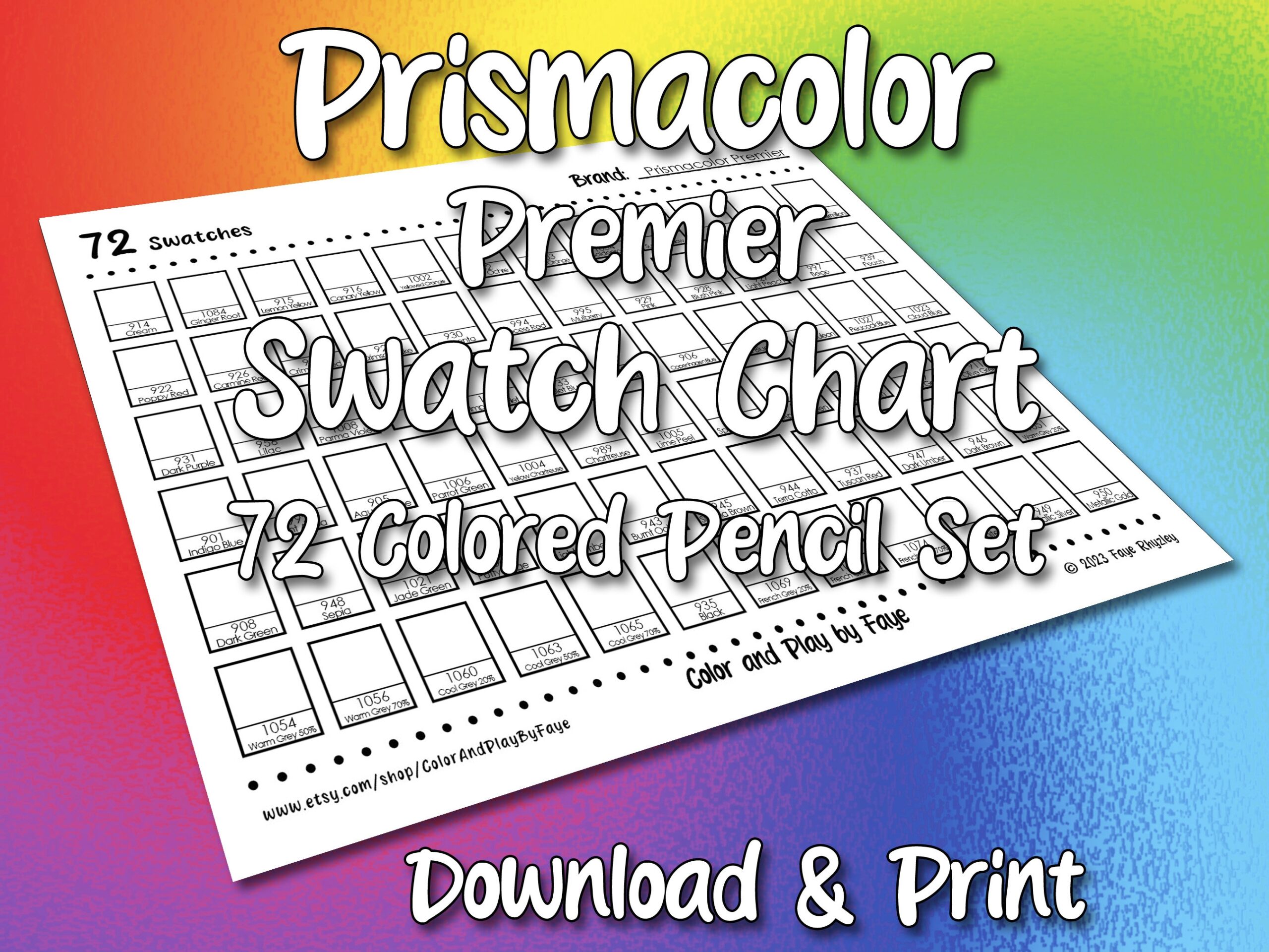 Free Printable Prismacolor Color Chart Free Printable Prismacolor Color Chart