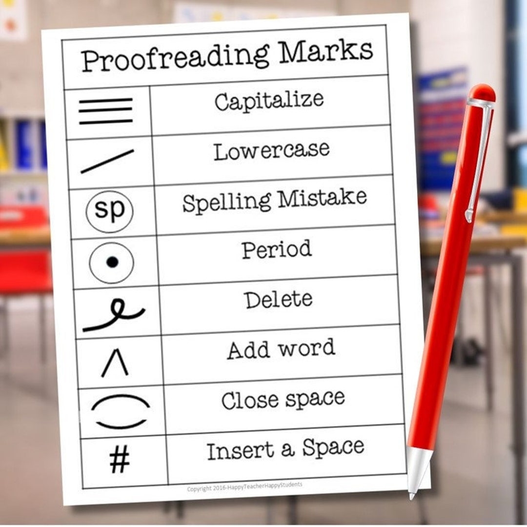 Proofreading Marks Checklist Editing Symbols Poster For Kids Proofreading Poster PDF Download Etsy